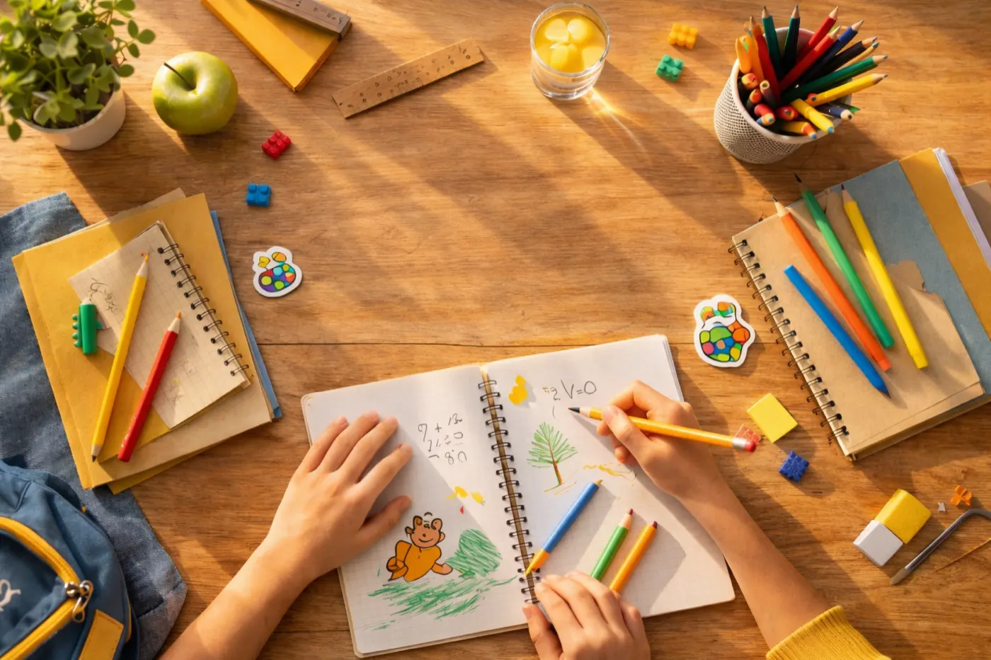 Desen de copil cu creioane colorate